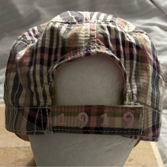 Pebble Beach By The Game Plaid Pink Brown Beige Cadet Hat Adjustable - Picture 5 of 8
